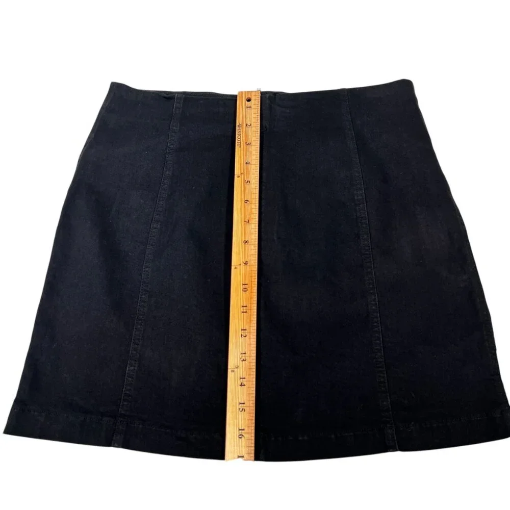 NWT Parker Womens Black Back Zip Denim Mini Stretch Skirt Size Large - Picture 9 of 9